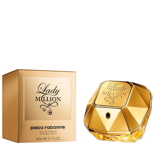 An EDP 80mL bottle of Lady Million For Women by Paco Rabanne along with its Box