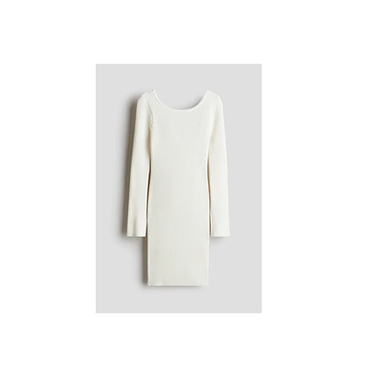 White Rib-knit Pencil Dress fro Girls
