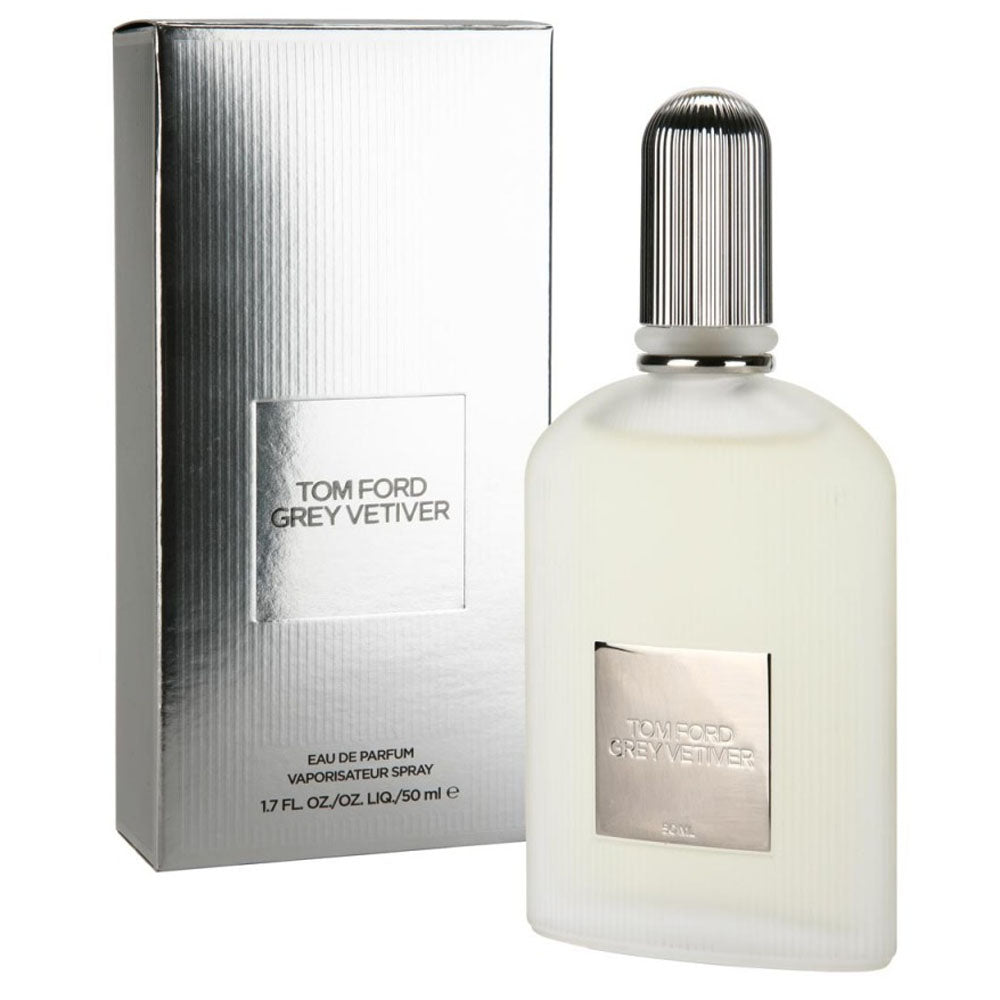 An EDP 50mL bottle of Grey Vetiver fragrance by Tomford along with box