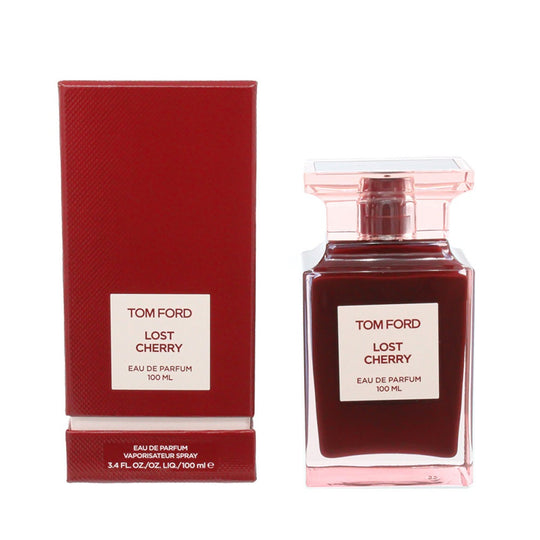 An EDP 100mL bottle of Lost Cherry perfume by Tomford along with its box