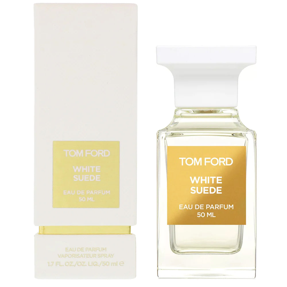 An EDP 50mL bottle of White Suede fragrance by Tomford along with its box