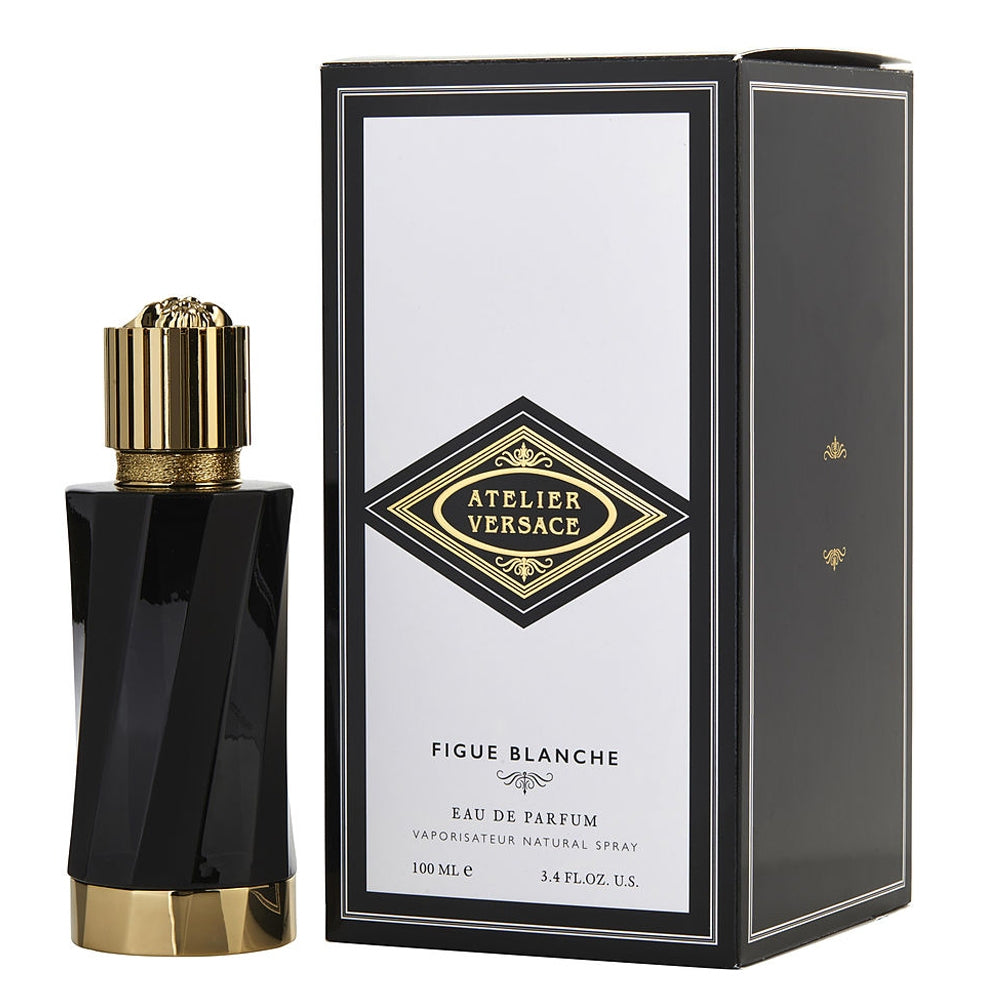 An EDP 100mL bottle of Atelier Versace Figue Blanche by Versace along with its Box