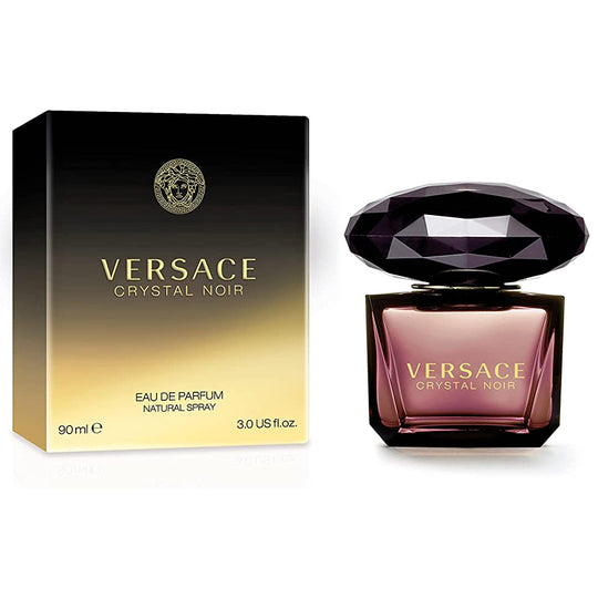 An EDP 90mL bottle of Crystal Noir by Versace along with its Box