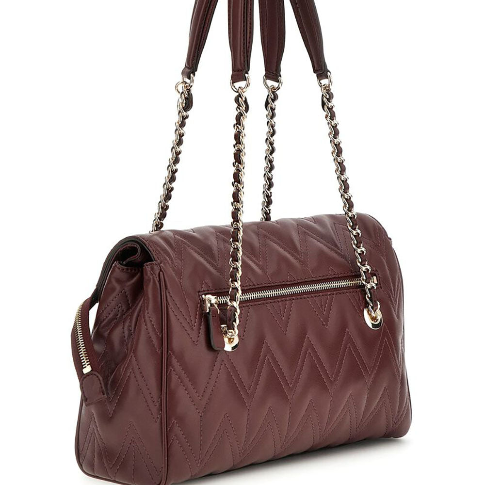 Back View of Guess Maroon Flap Shoulder Bag