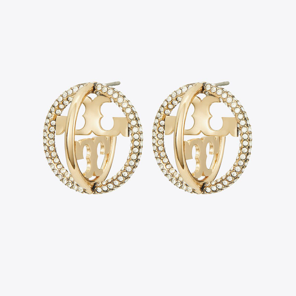 Tory Burch Multi-hoop Pave Earrings with Entwined Circles and Double T