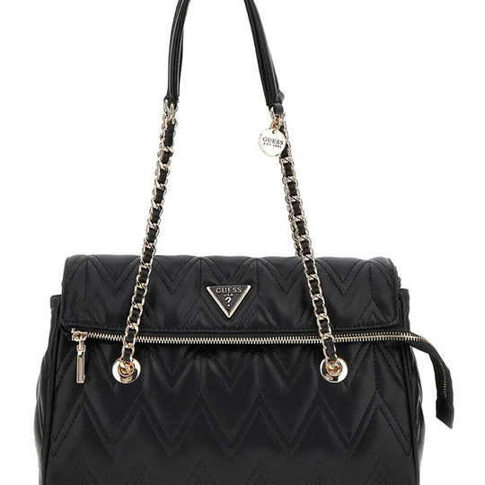 Guess Black Quilted Flap Shoulder Bag