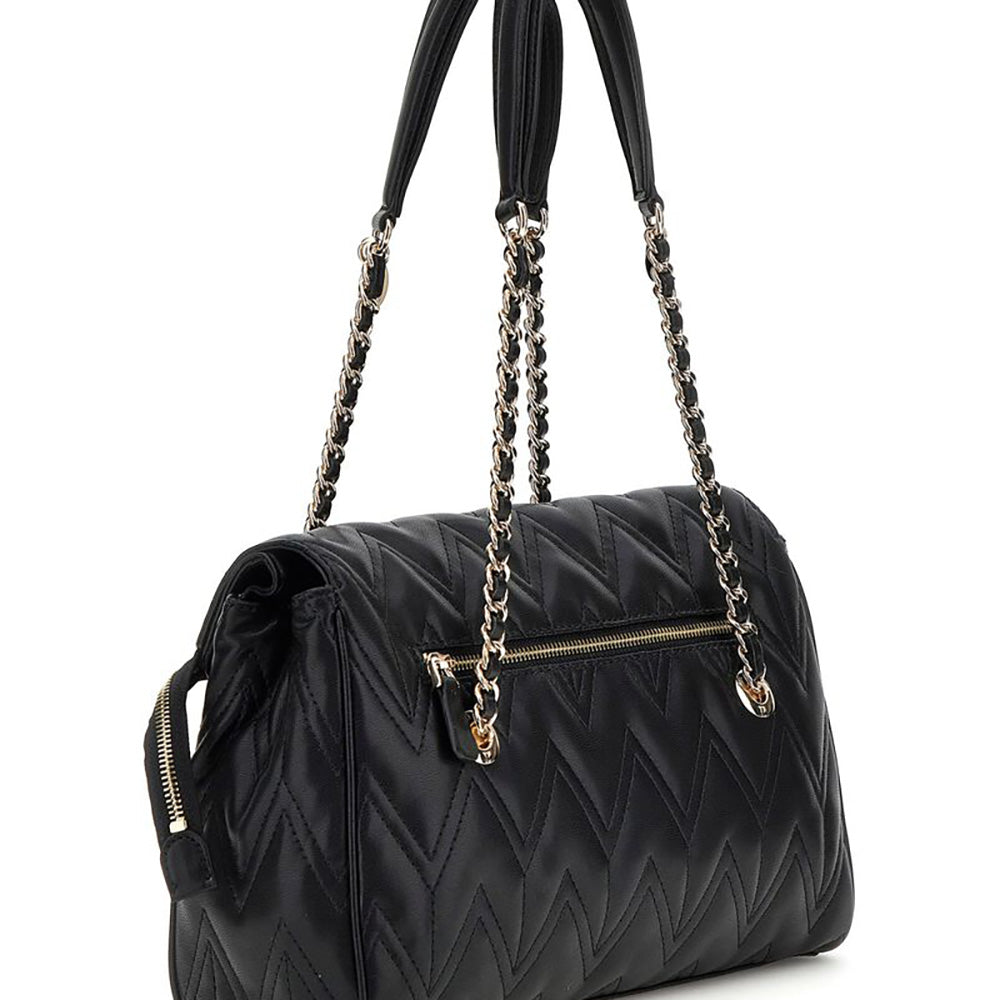 Back View of Guess Black Flap Shoulder Bag