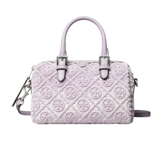 T Monogram Lilac Petite Barrel Bag with Velvet Exterior