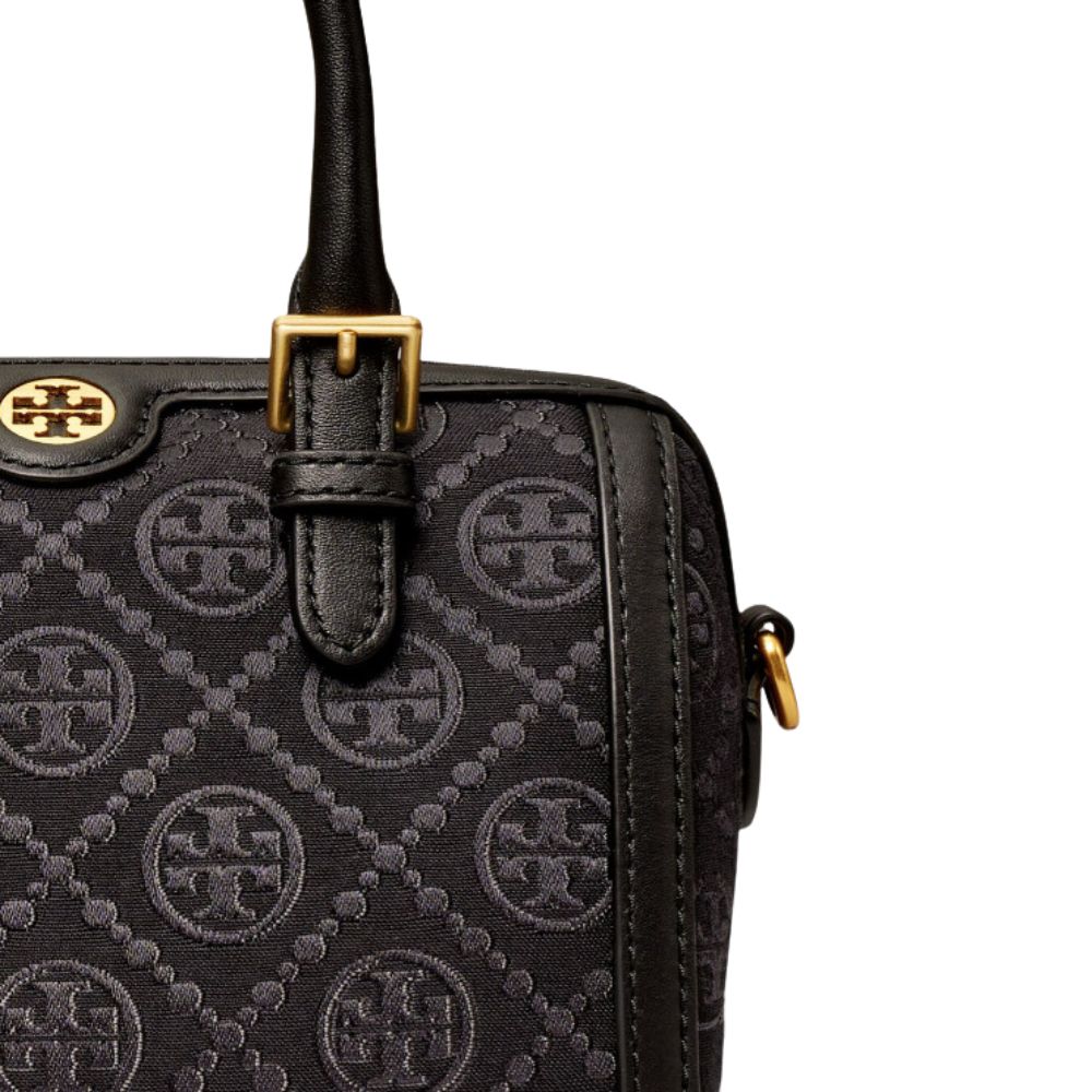 Monogram T Detail of Jacquard Napa Leather Barrel Bag