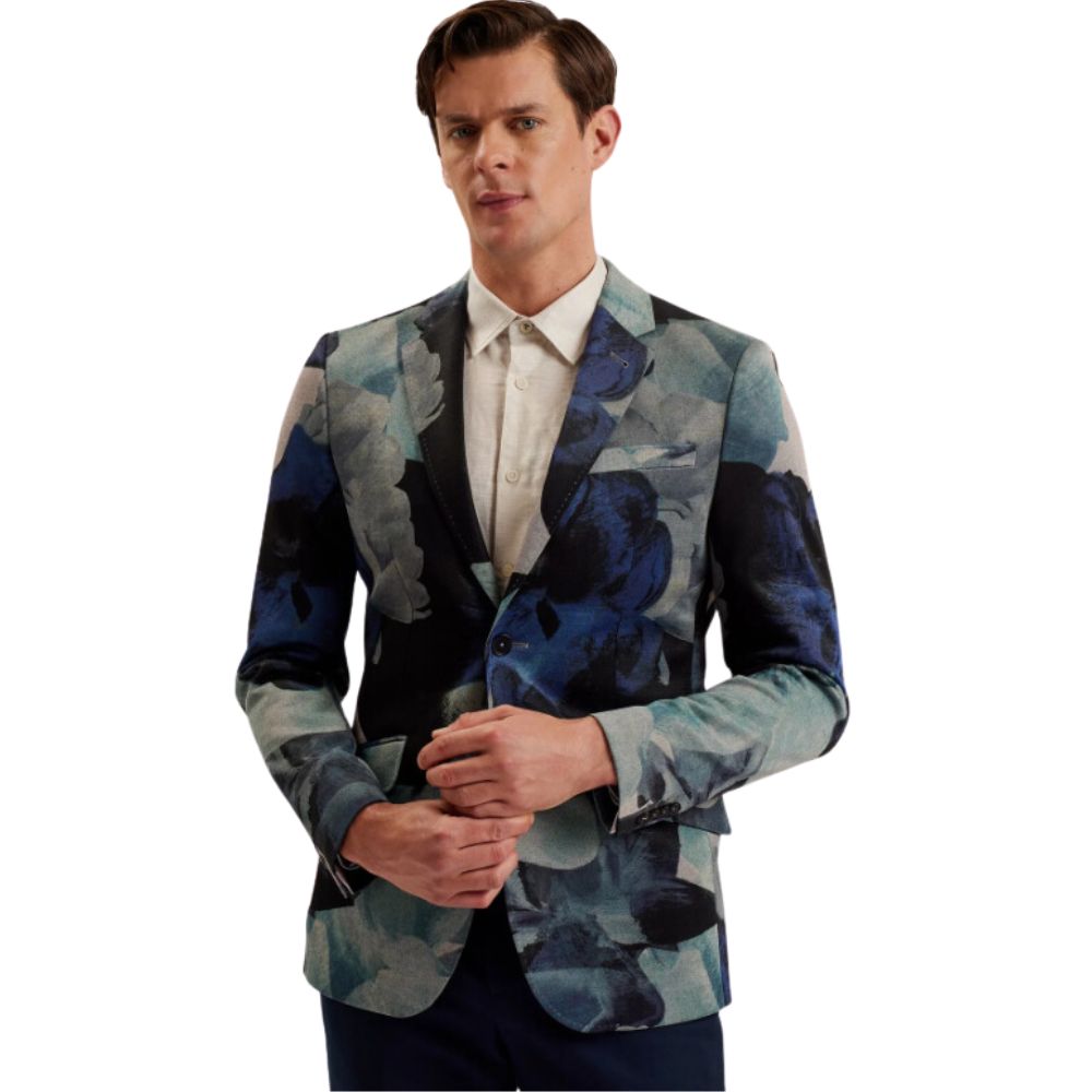 Man in Printed Floral Pique Jersey Blazer 