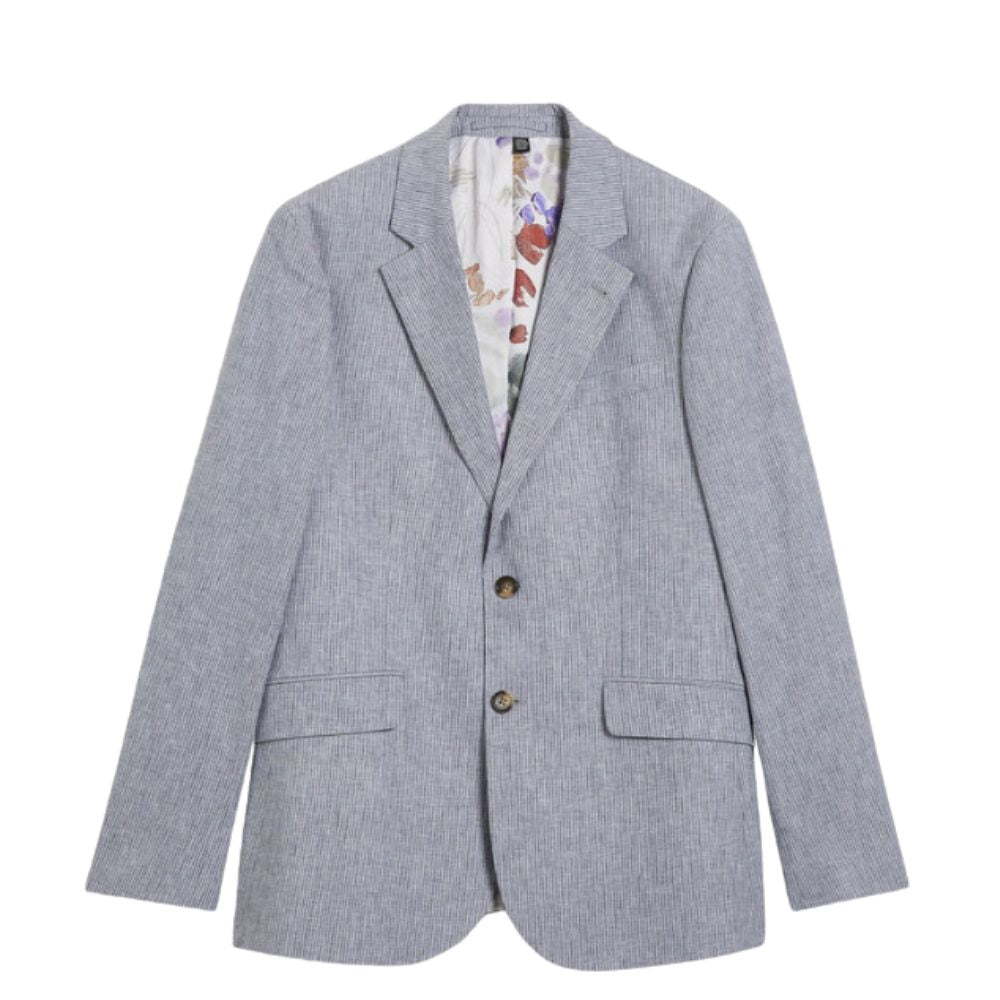 Light Grey Frankj Slim Fit Pinstripe Cotton Blazer