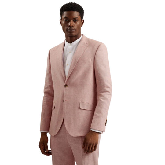 Man in Light Pink Linen Blend Cotton Blazer and White Shirt