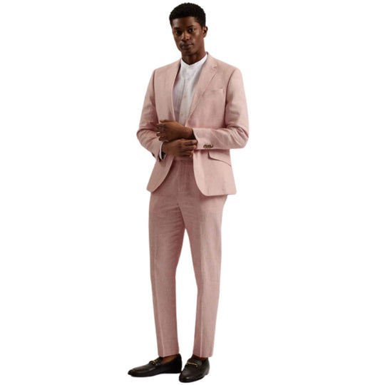 Man in Light Pink Linen Blend Cotton Blazer