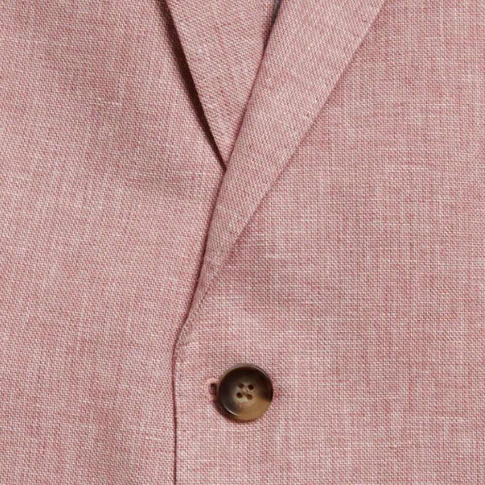 Light Pink Linen Blend Cotton Blazer with Button Fastening