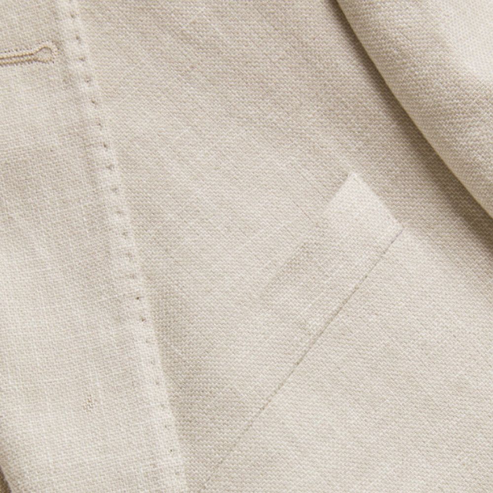 Beige Linen Blend Cotton Blazer Material