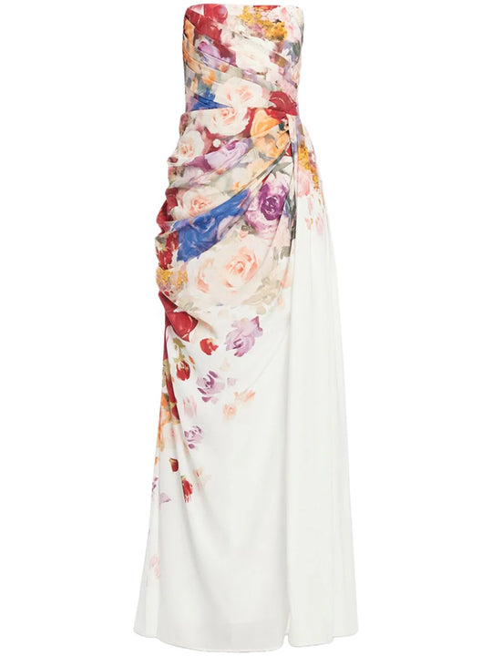 Front View of the luxe floral bustier gown