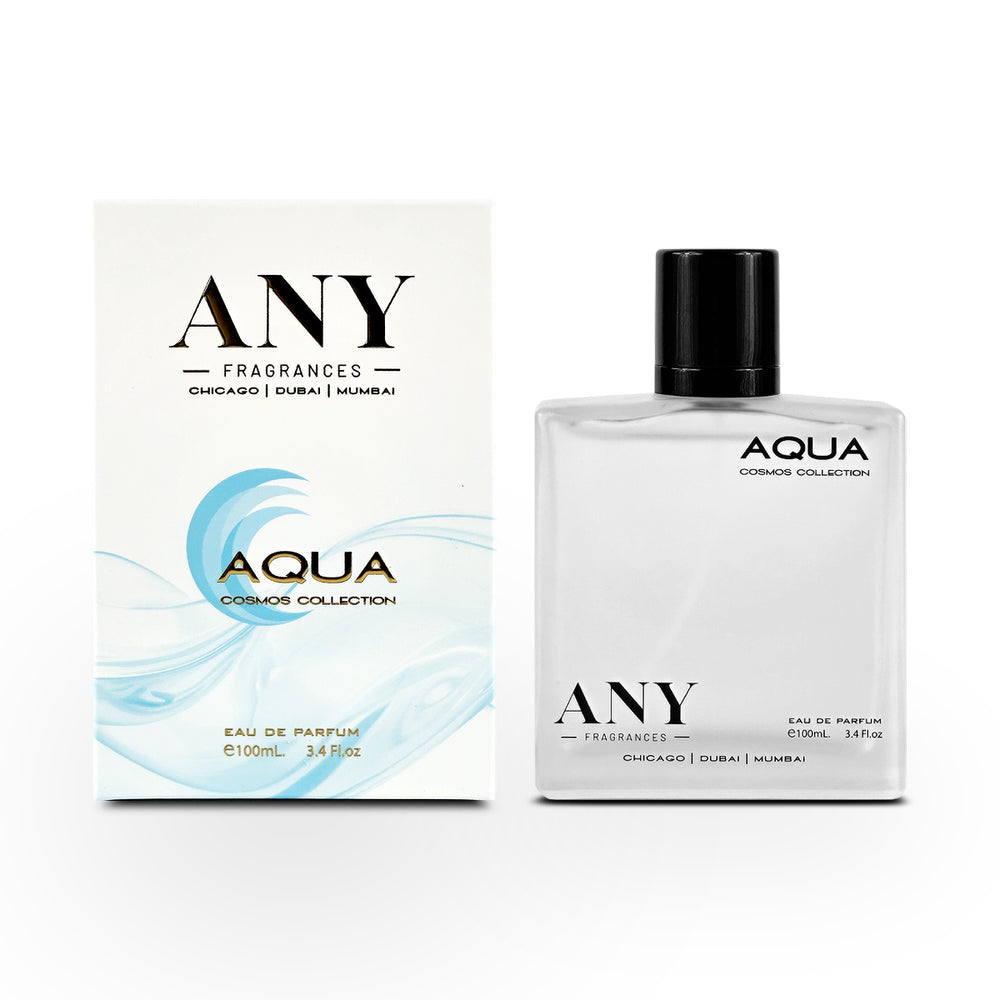 ANY Fragrances Aqua Eau de Parfum bottle and packaging on a white background