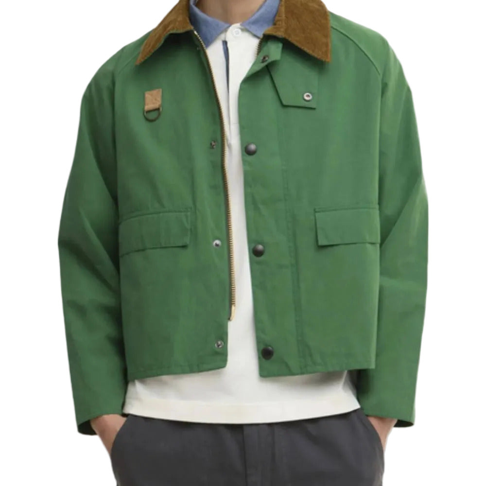 BARBOUR Heritage Cropped Jacket With Corduroy Collar And D-Ring Detail
