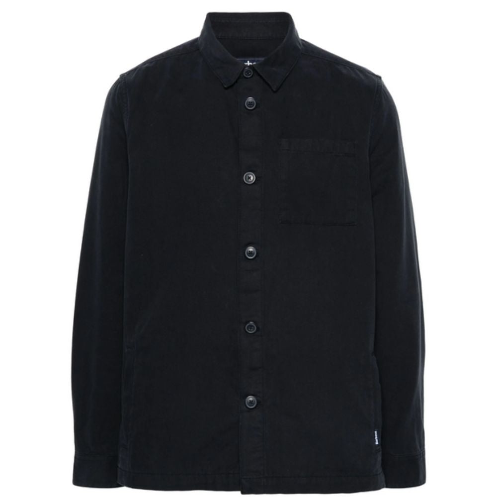BARBOUR Midnight Blue Cotton Shirt with Classic Collar and Mini Logo Tag
