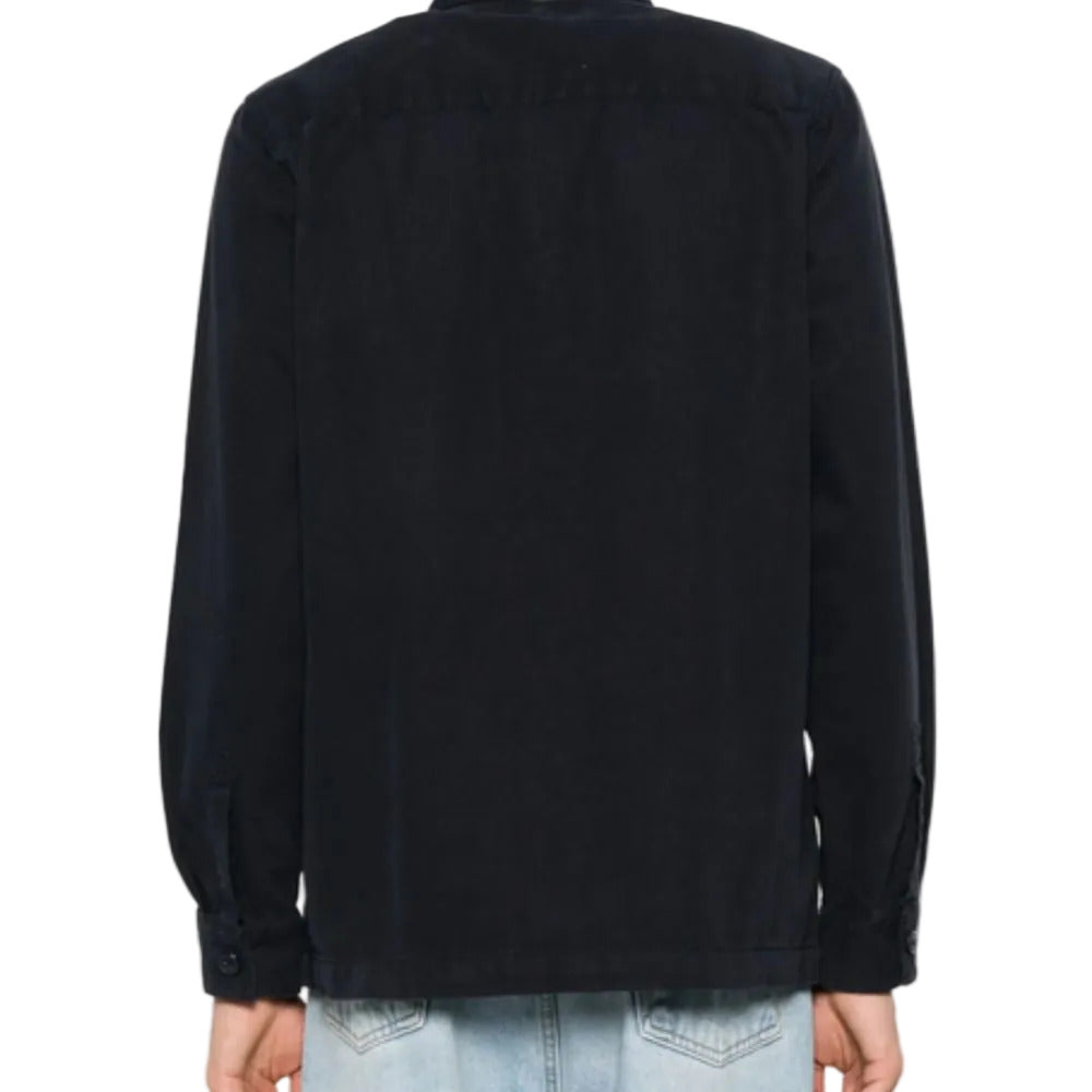 BARBOUR Midnight Blue Cotton Shirt with Classic Collar and Mini Logo Tag