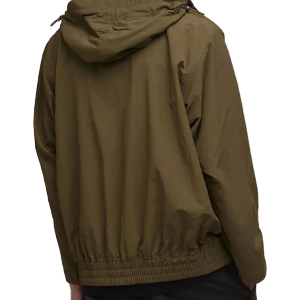 Brown jacket with a hood on a white background