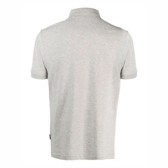 BARBOUR Tailored Marl Cotton Polo Shirt with Signature Check Pattern in Light Grey