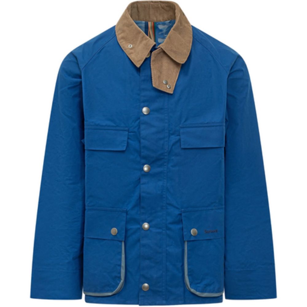 BARBOUR X PAUL SMITH Casual Lightweight Cotton Jacket with Corduroy Collar and Multi-Pocket Design
