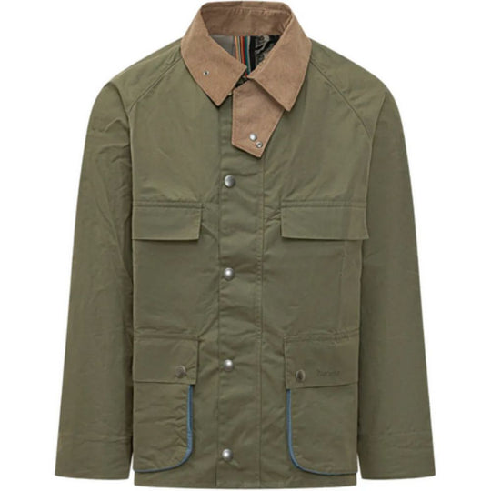 BARBOUR X PAUL SMITH Rugged And Versatile Sugarlump Bedale Jacket With Corduroy Collar And Front Flap Pockets