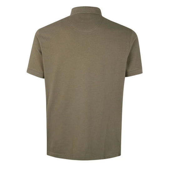 BARBOUR Tailored Marl Cotton Polo Shirt with Signature Check Pattern in Olive Green