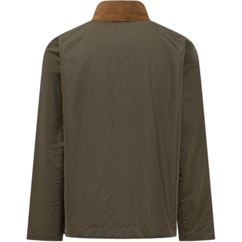 Green jacket with brown collar on a white background