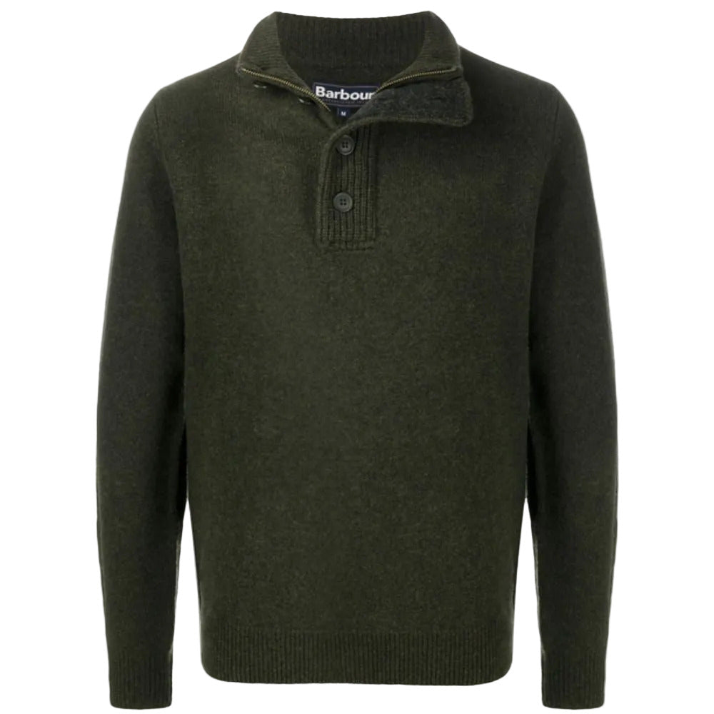 Green sweater with a collar on a white background
