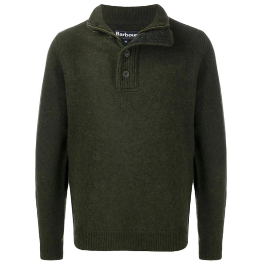 Green sweater with a collar on a white background