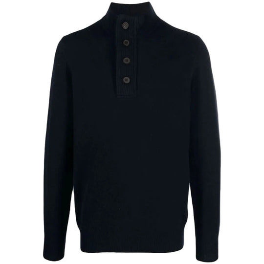 BARBOUR Essential Wool Knitted Pullover with Half-Zip Fastening and Refined Elbow Patches