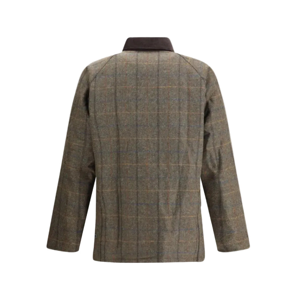 BARBOUR Classic Check-Pattern Wool Jacket with Corduroy Collar and Button Fastening