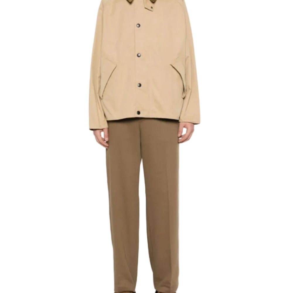 Beige jacket and pants on a white background