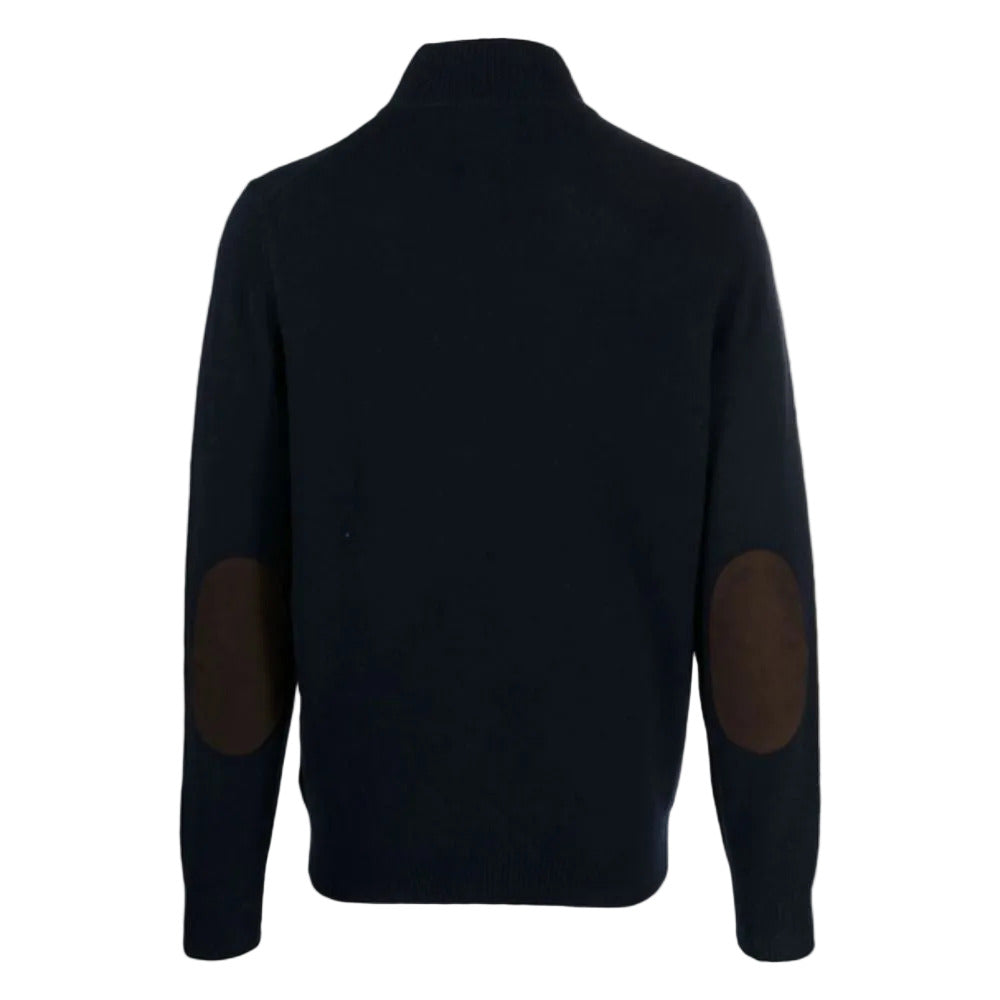 BARBOUR Essential Wool Knitted Pullover with Half-Zip Fastening and Refined Elbow Patches