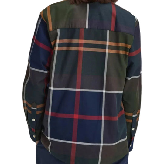 Plaid shirt with a mix of colors on a white background