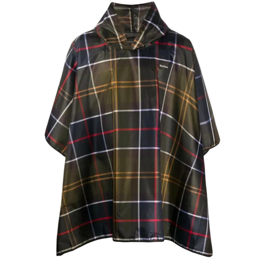 Plaid rain poncho on a white background