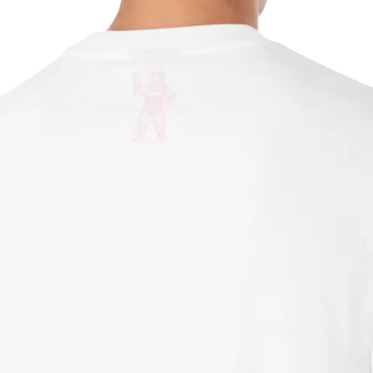 Rear close up view of neckline of a male model wearing Billionaire Boys Club Astro Helmet T-Shirt