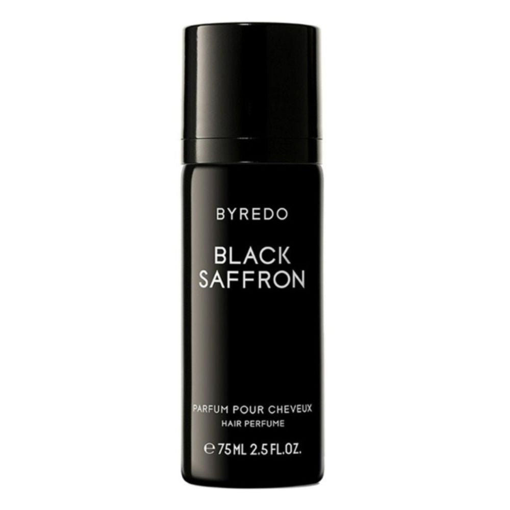 An EDP 75mL Hair Spray Bottle of Black Saffron Hair Perfume by Byredo