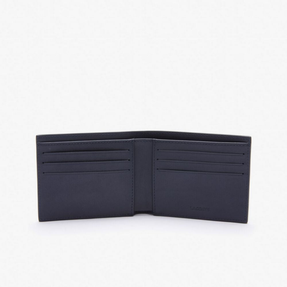 LACOSTE Embossed Leather Fitzgerald Blue Billfold  