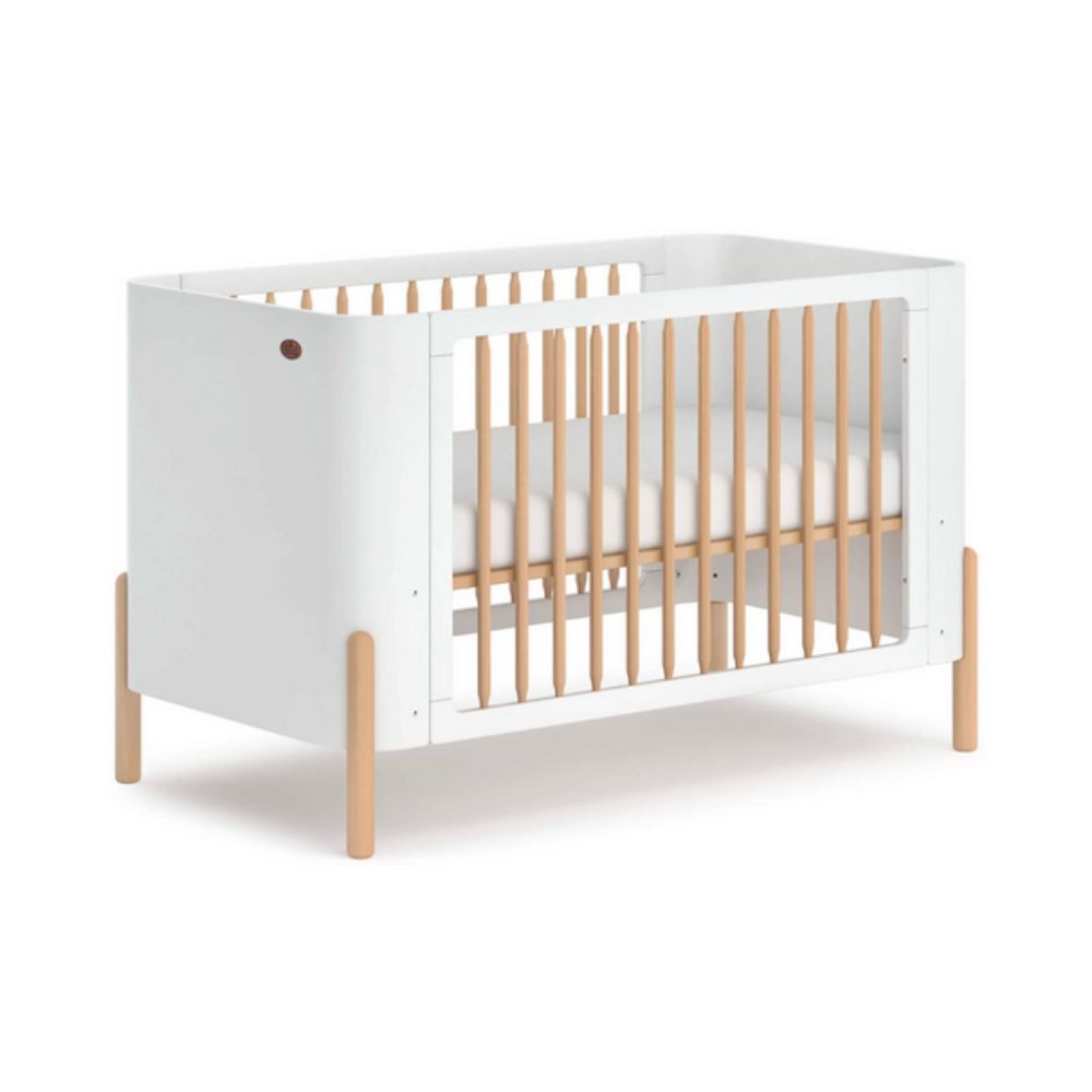 Boori Nova Cot Bed - Modern Two-Tone Toddler Convertible in Barley White & Beech
