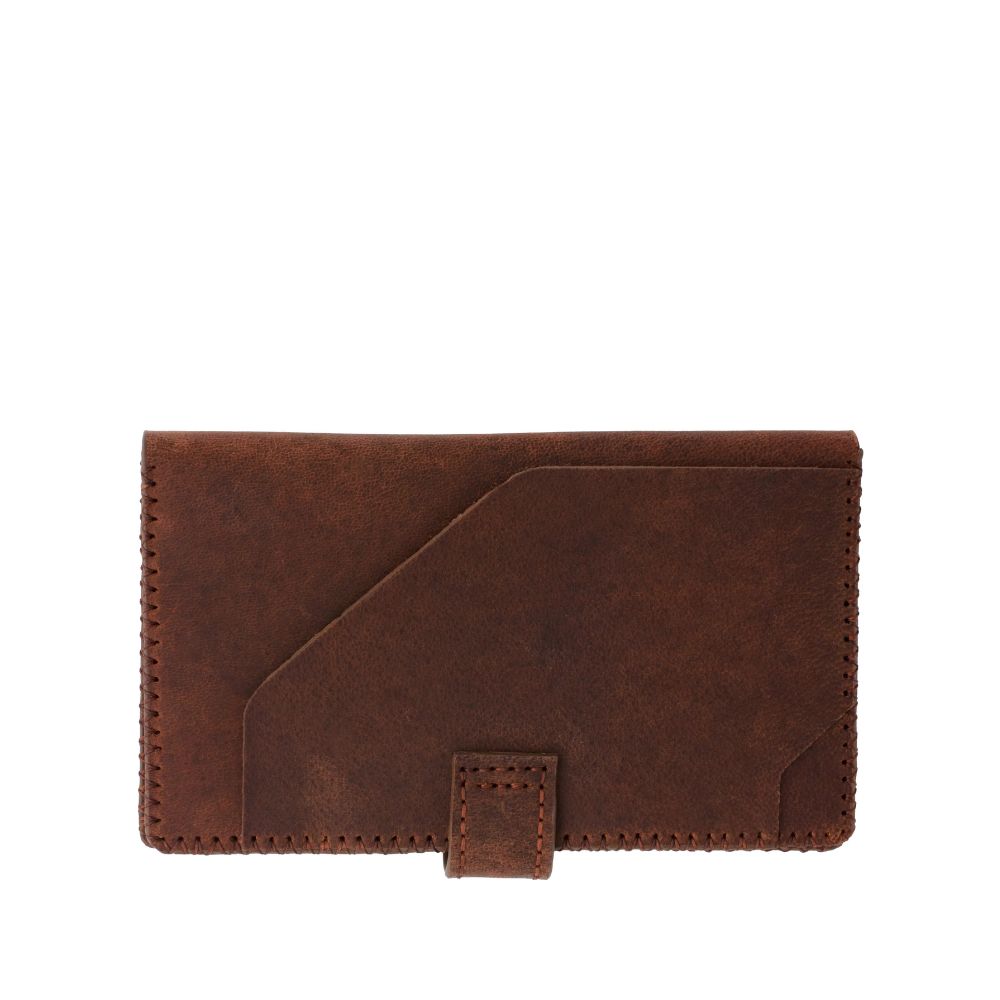 Brown leather wallet on a white background