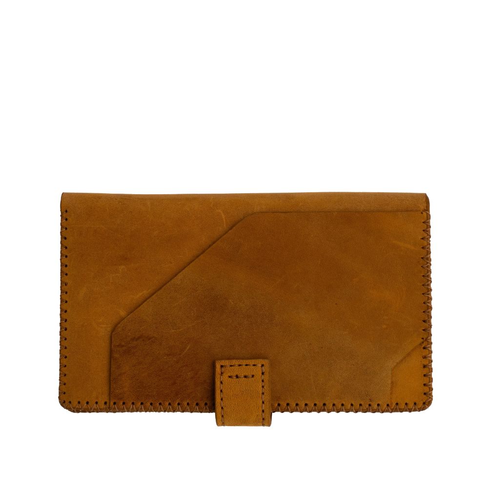 Brown leather wallet on a white background
