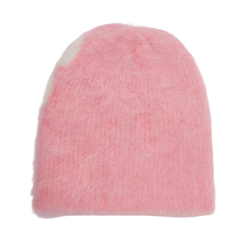 Cole Buxton Luxurious Hand-Brushed Alpaca Beanie with CB Logo - Pink