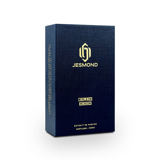 An Extrait de Parfum 100mL bottle Box of Crowned Kindred perfume by Jesmond Fragrances