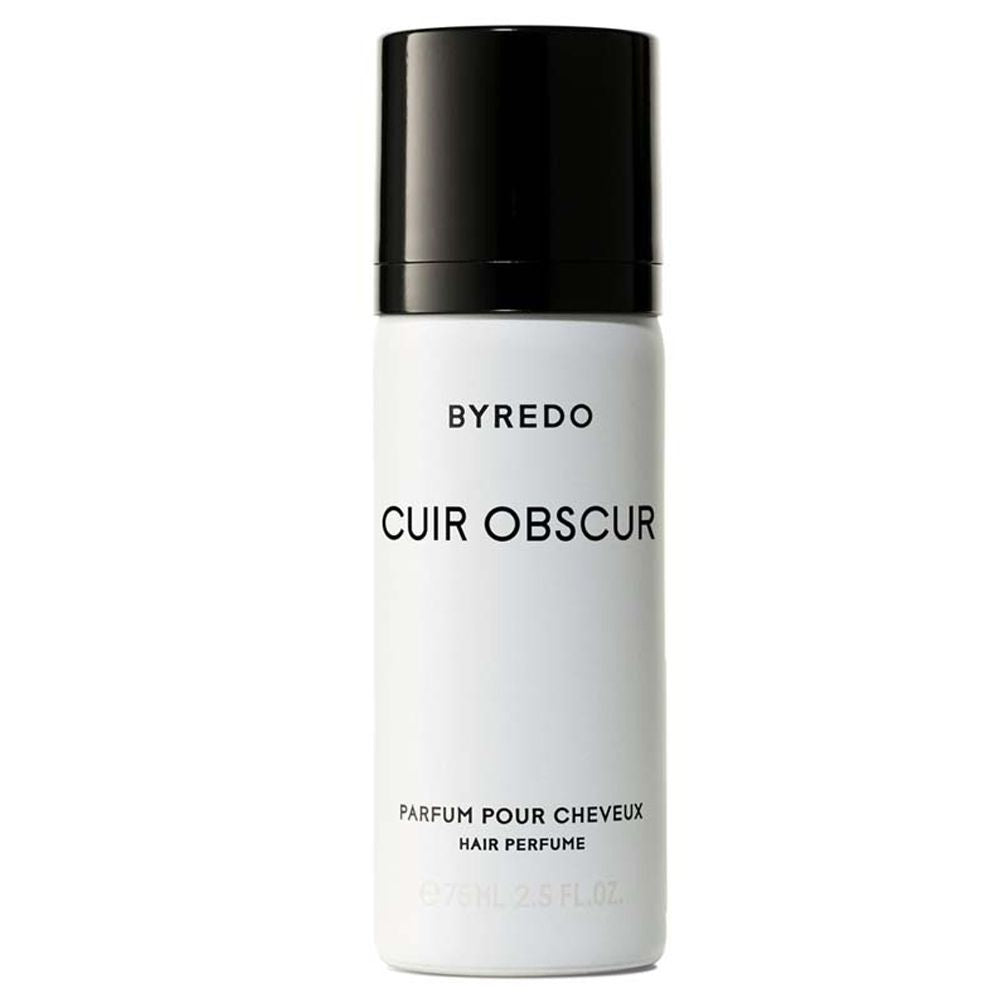 An EDP 75mL Hair Spray Can of Cuir Obscur Hair Perfume by Byredo