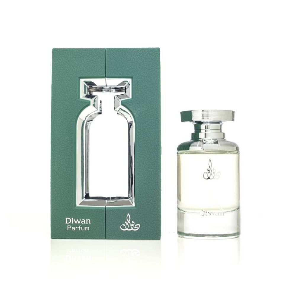 An EDP 100mL bottle of Diwan by Arabian Oud along with its Box