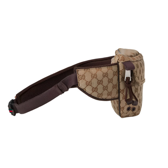 GUCCI Beige and dark brown GG Canvas Large Belt Bag 
