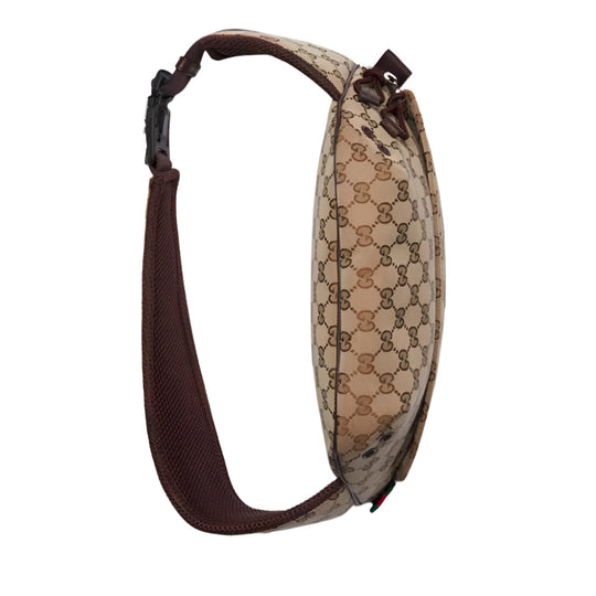 GUCCI Beige and dark brown GG Canvas Large Belt Bag 